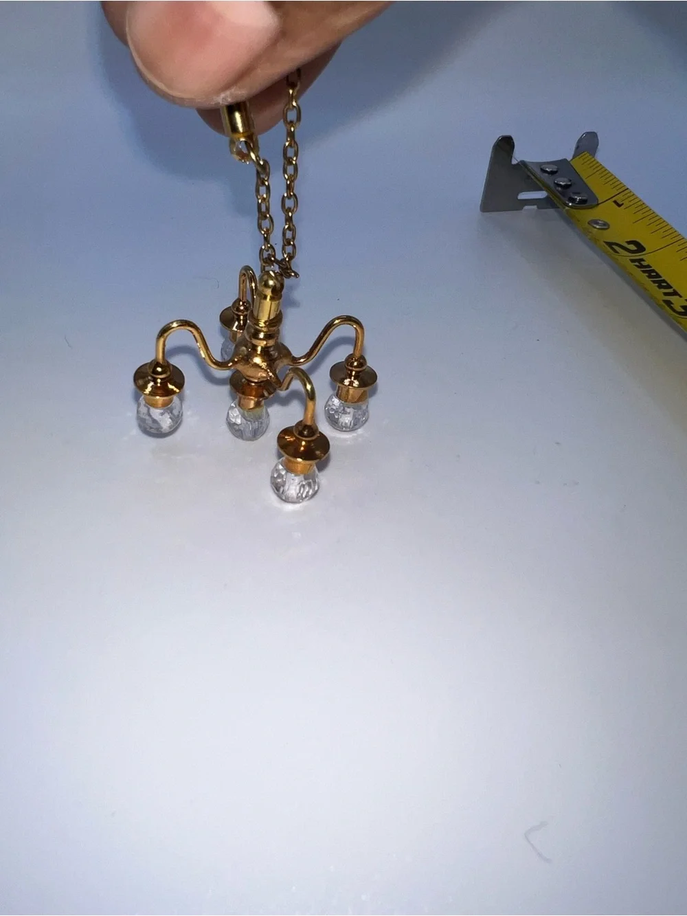 Miniature dollhouse gold-toned chandelier